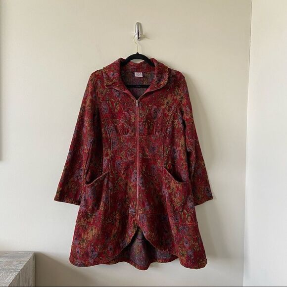 C.M.C (Colour Me Cotton) Boho Double Pocket Tapestry Swing High Low Jacket - Picture 2 of 15